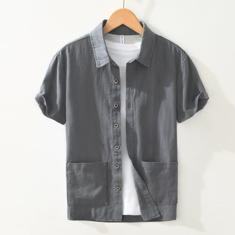 Shirt - Short Sleeve Relaxed Cut And Patch Pockets Hold