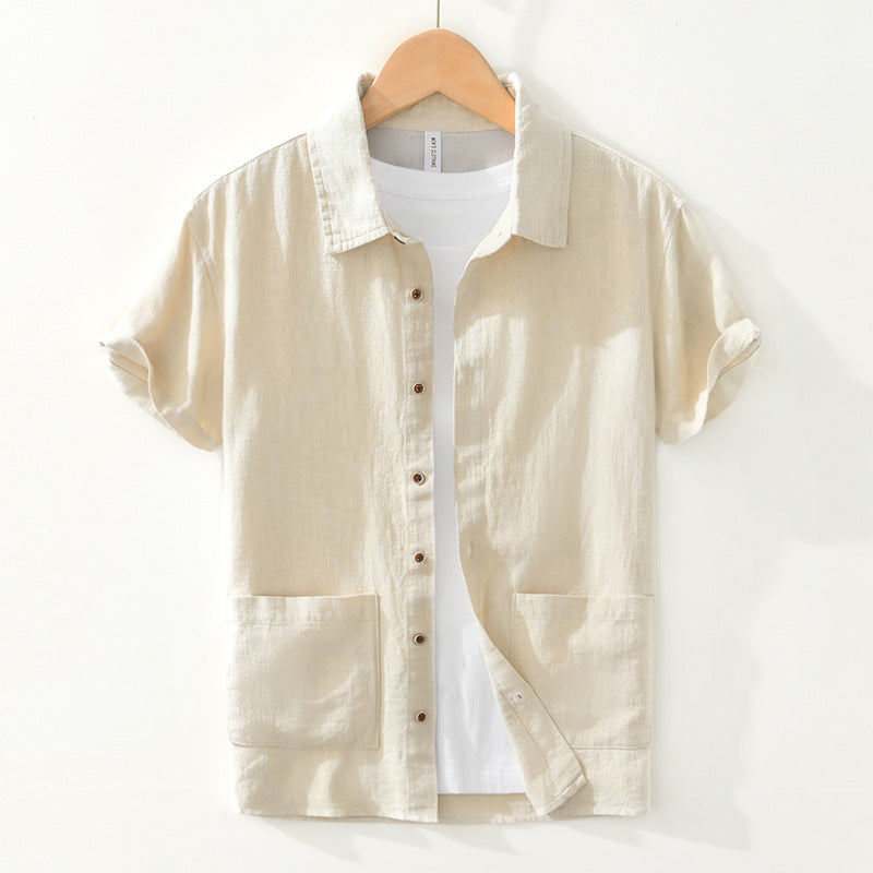 Shirt - Short Sleeve Relaxed Cut And Patch Pockets Hold