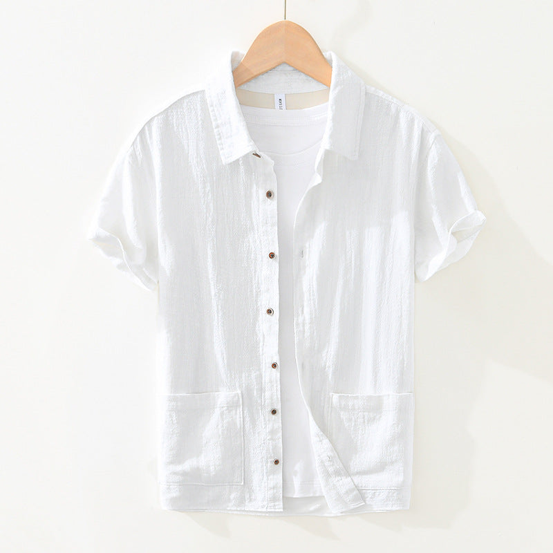 Shirt - Short Sleeve Relaxed Cut And Patch Pockets Hold