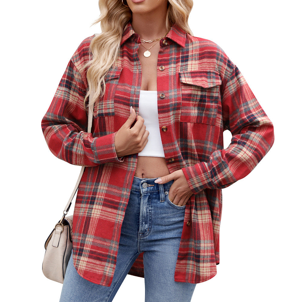 Shirt – Soft Blend Plaid & Button Front Relaxed Fit