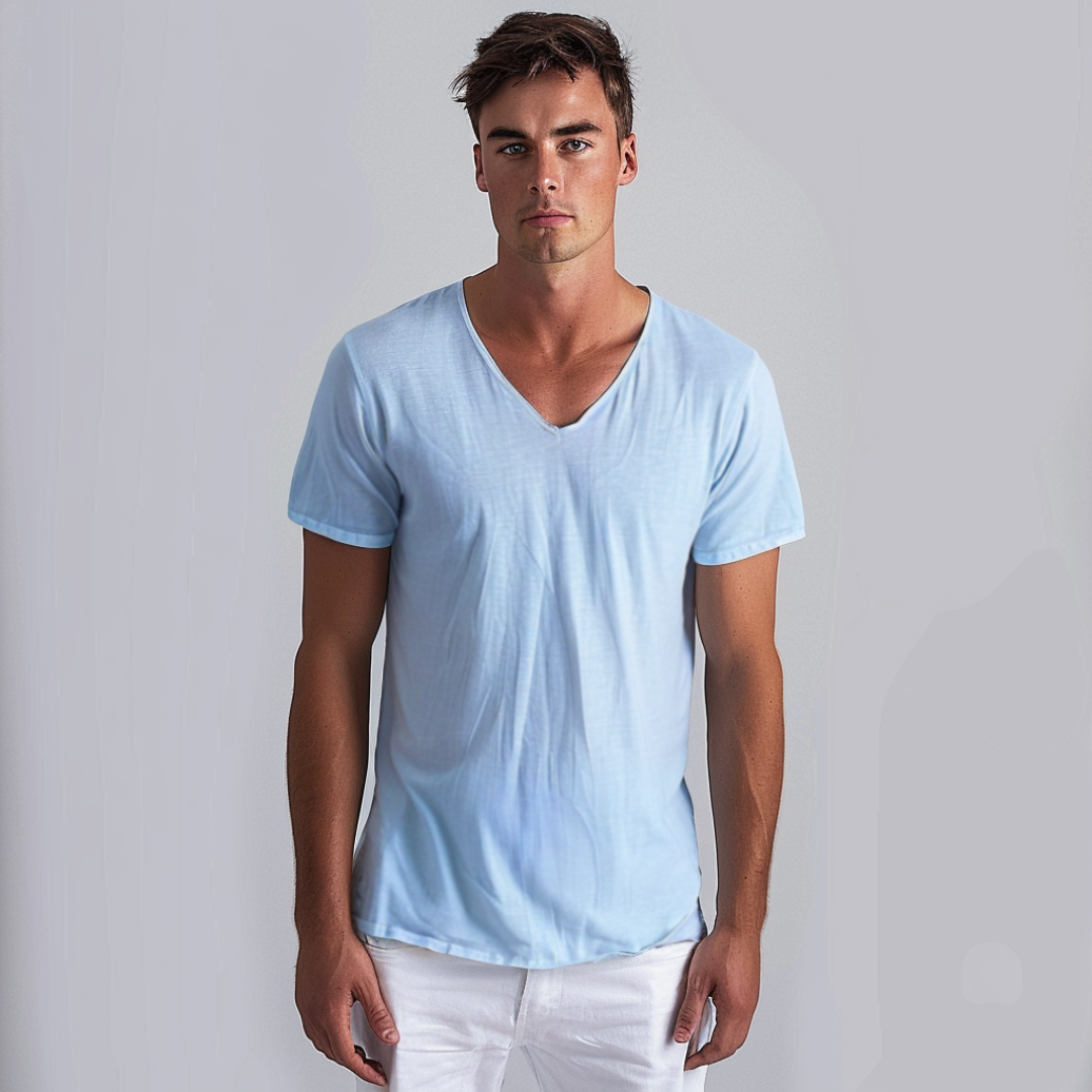 Shirt - Soft Blend V Neck Collar And Free Arm Movement