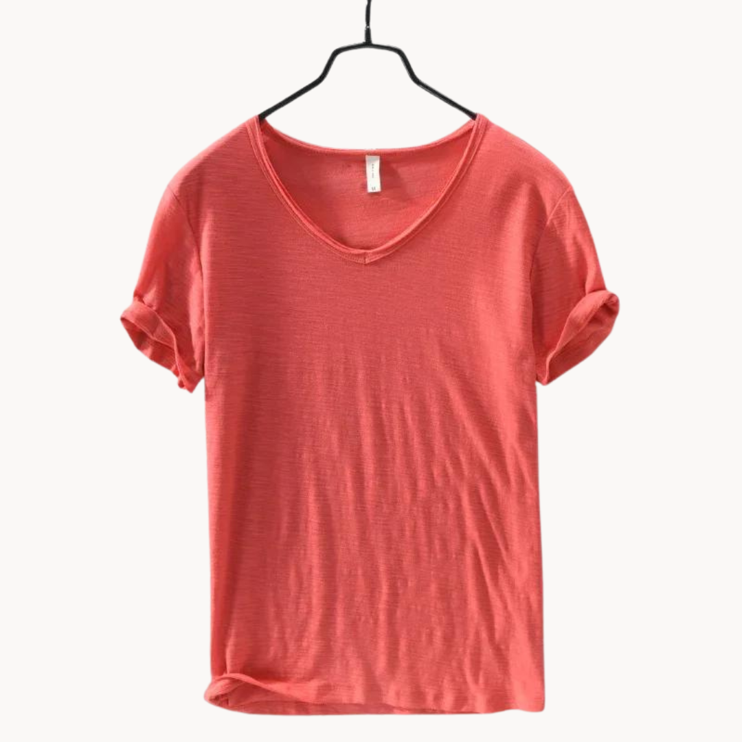 Shirt - Soft Blend V Neck Collar And Free Arm Movement