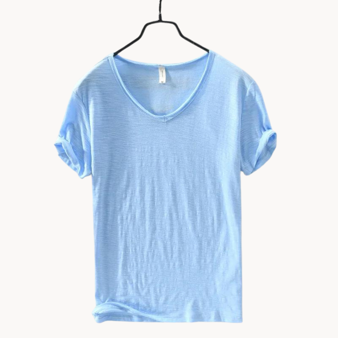 Shirt - Soft Blend V Neck Collar And Free Arm Movement