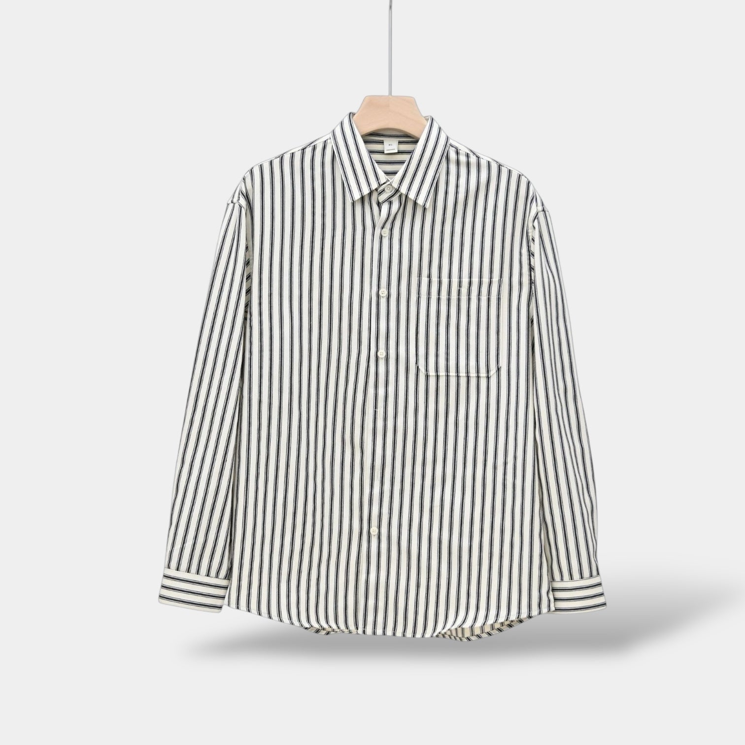 Shirt - Striped Vertical Long Sleeve And Smooth Layering