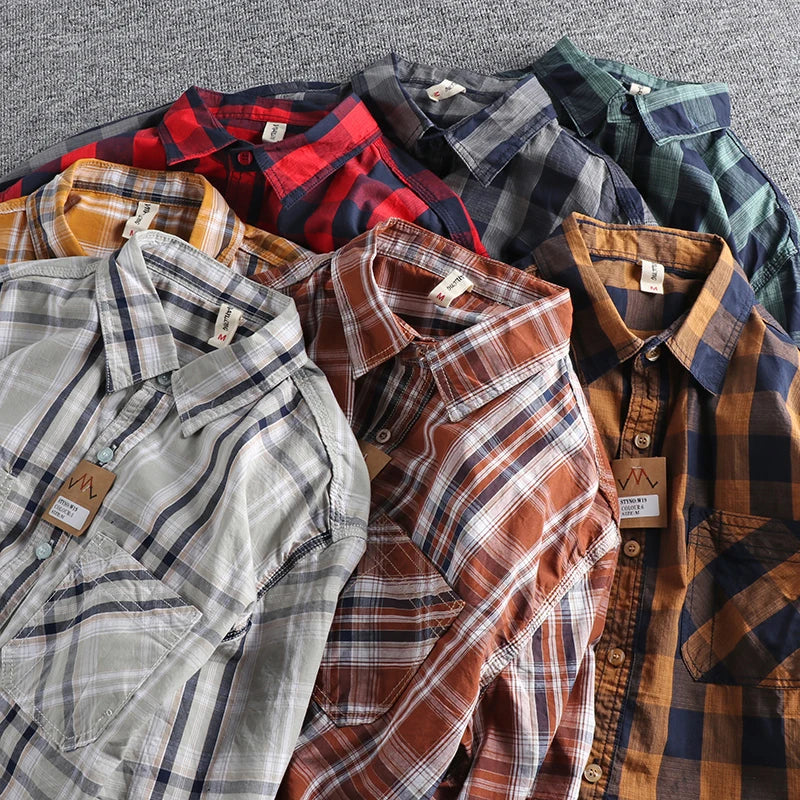 Shirt – Tonal Plaid Panels & Back Box Pleat For Ease