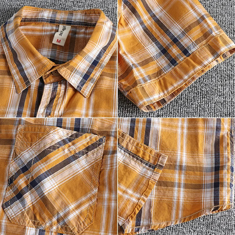 Shirt – Tonal Plaid Panels & Back Box Pleat For Ease