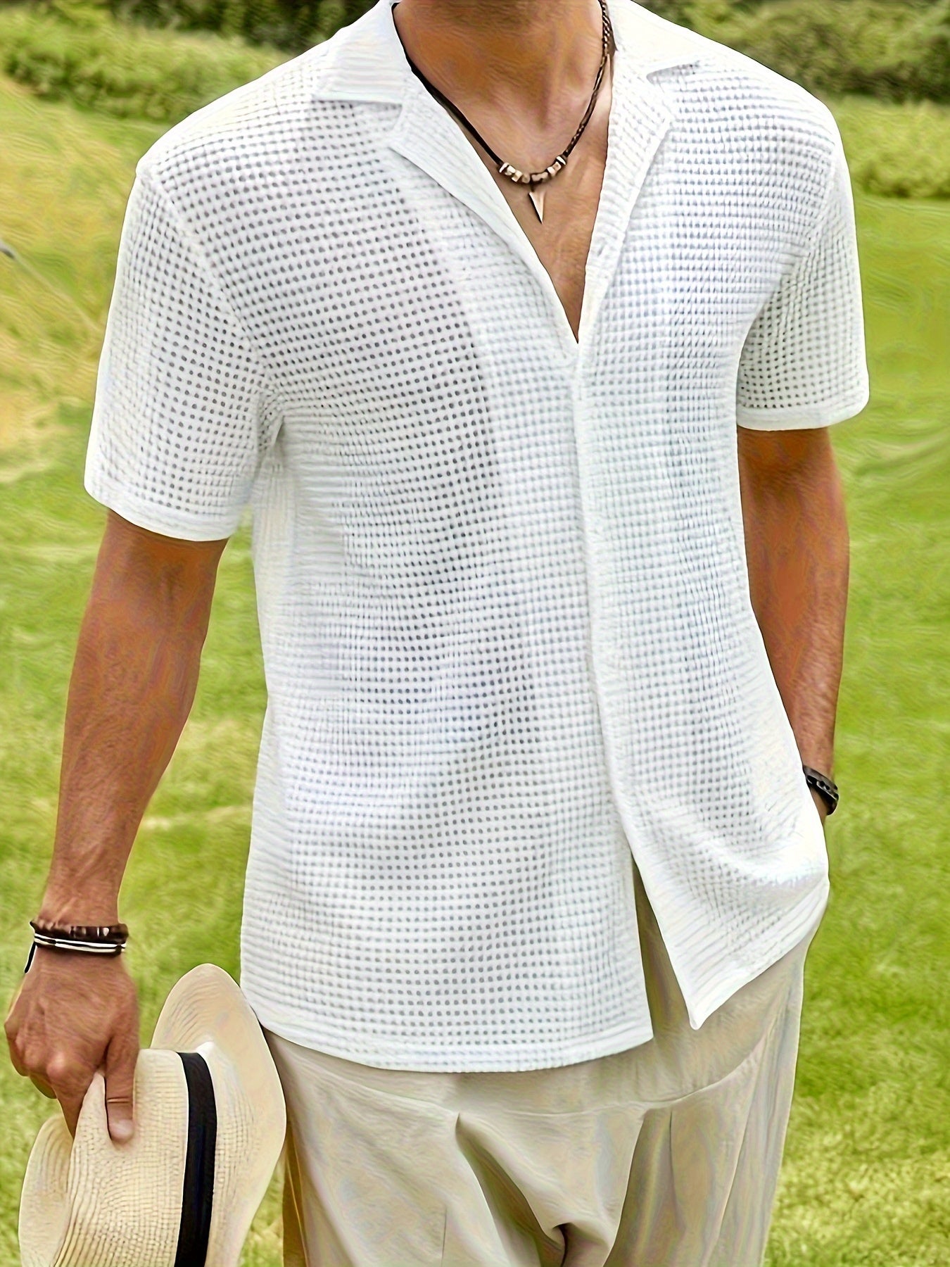 Shirt – Waffle Knit Texture & Breathable Shape Hold Fit