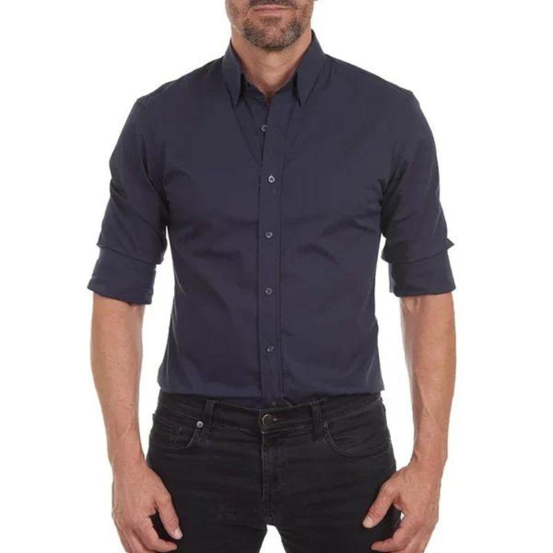 Shirt - Wrinkle Resistant Blend Zip Front & Smooth Drape By Castello