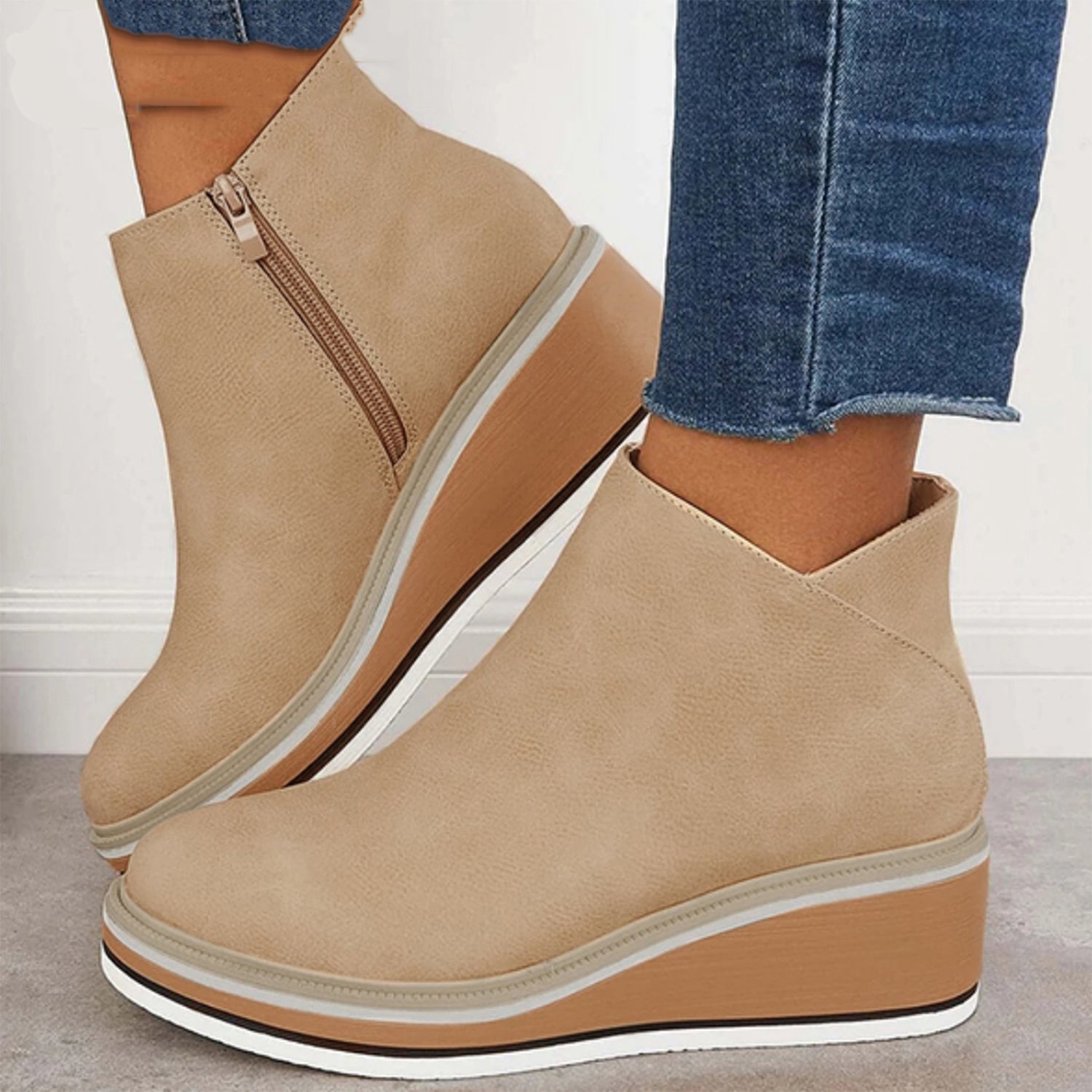 Shoes - Side Zipper Closure & Cushioned Insole Support