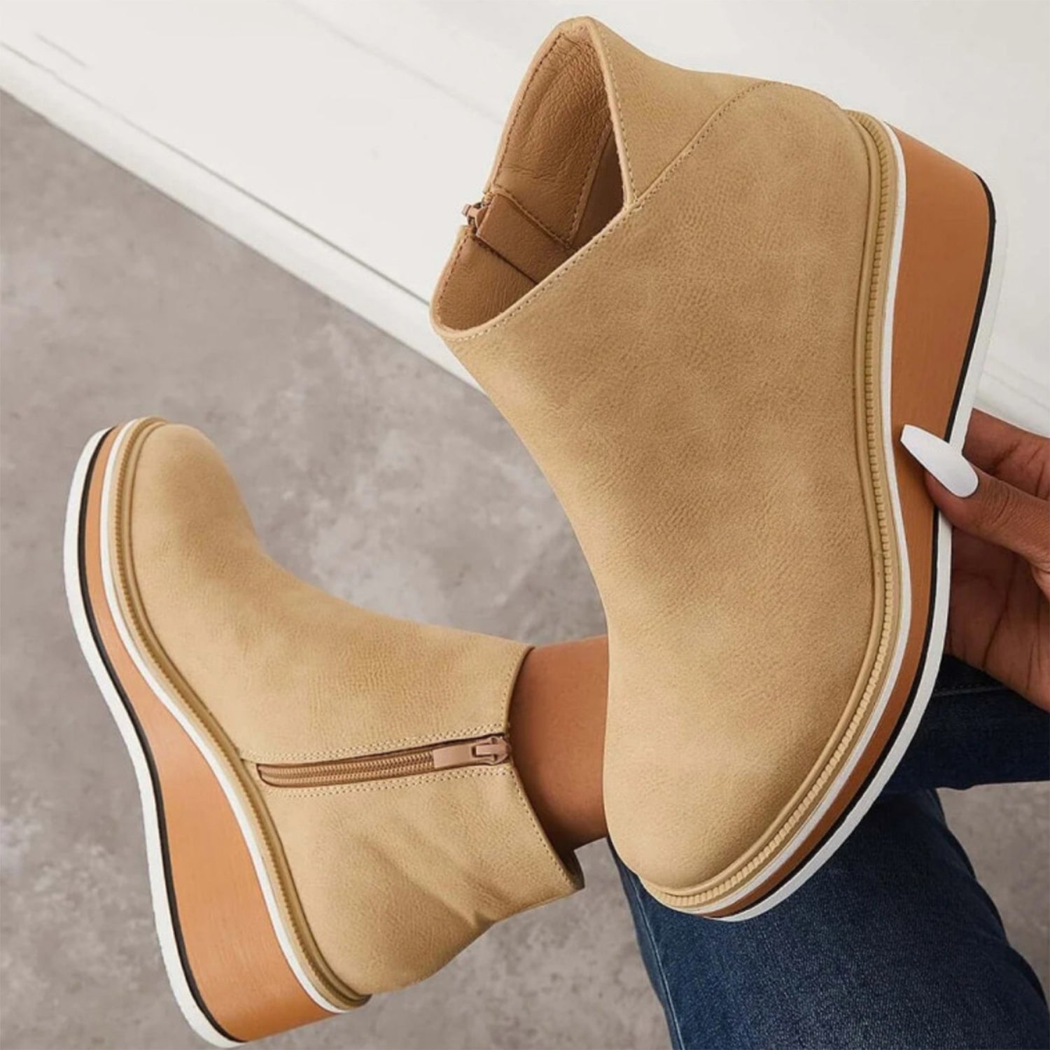 Shoes - Side Zipper Closure & Cushioned Insole Support