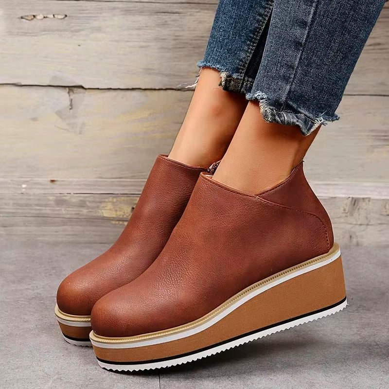 Shoes - Side Zipper Closure & Cushioned Insole Support