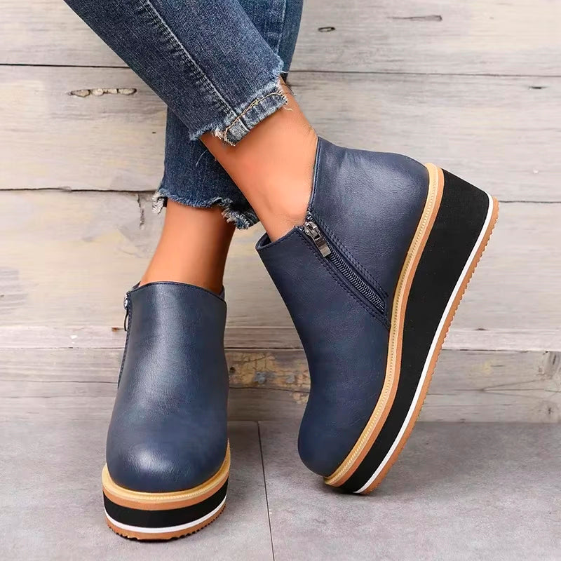 Shoes - Side Zipper Closure & Cushioned Insole Support