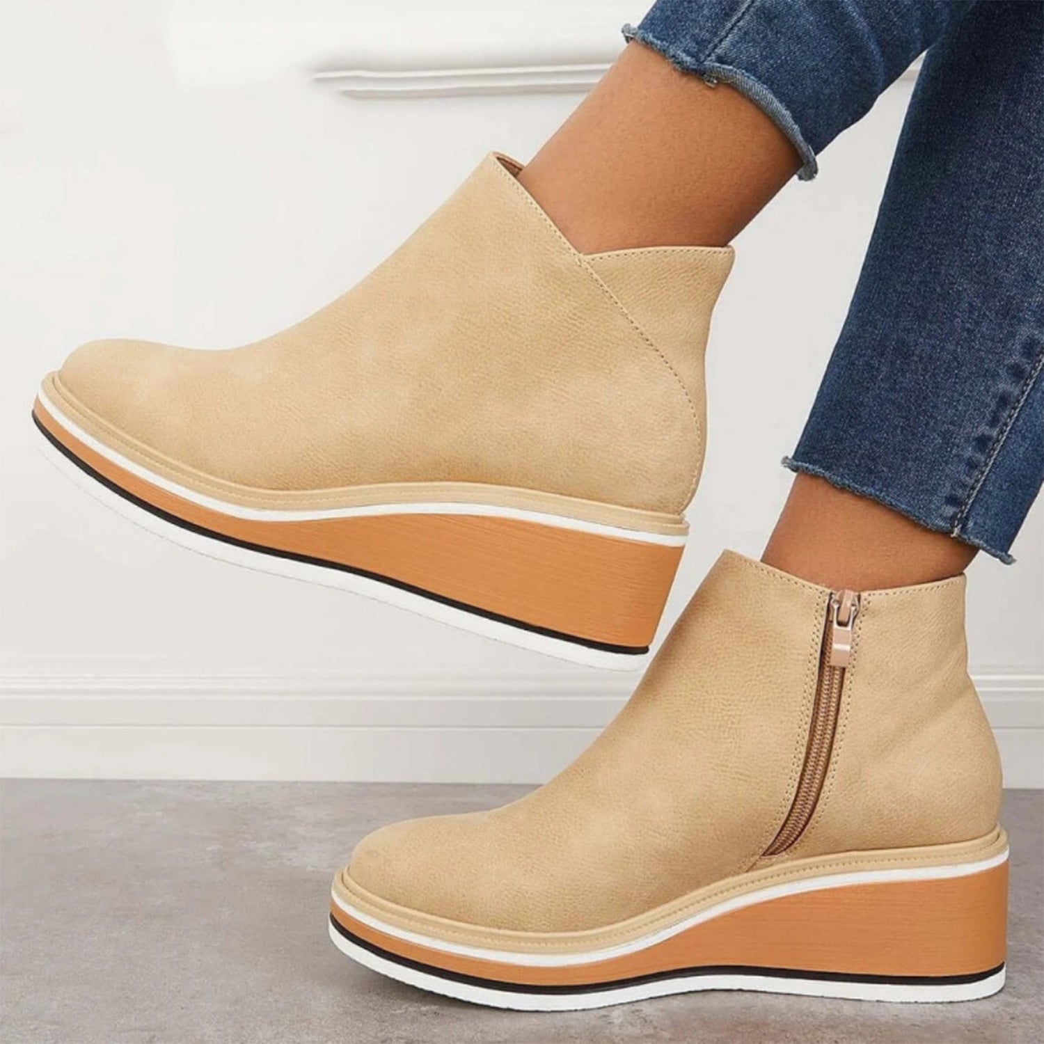Shoes - Side Zipper Closure & Cushioned Insole Support