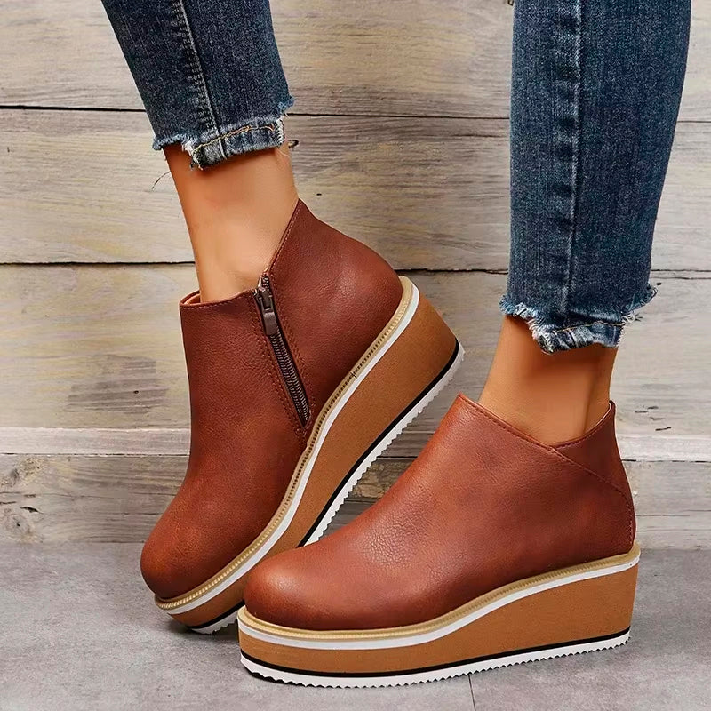 Shoes - Side Zipper Closure & Cushioned Insole Support
