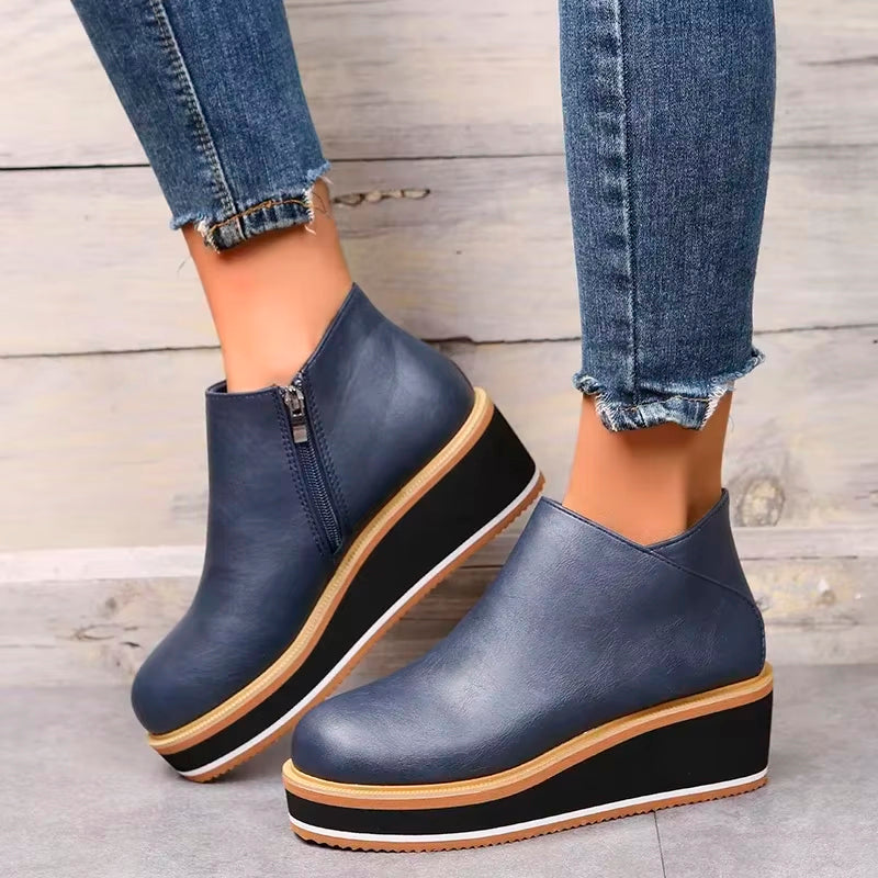 Shoes - Side Zipper Closure & Cushioned Insole Support