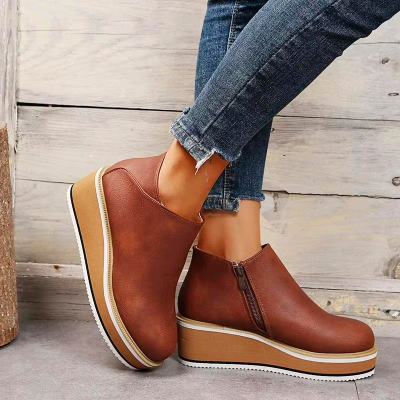 Shoes - Side Zipper Closure & Cushioned Insole Support