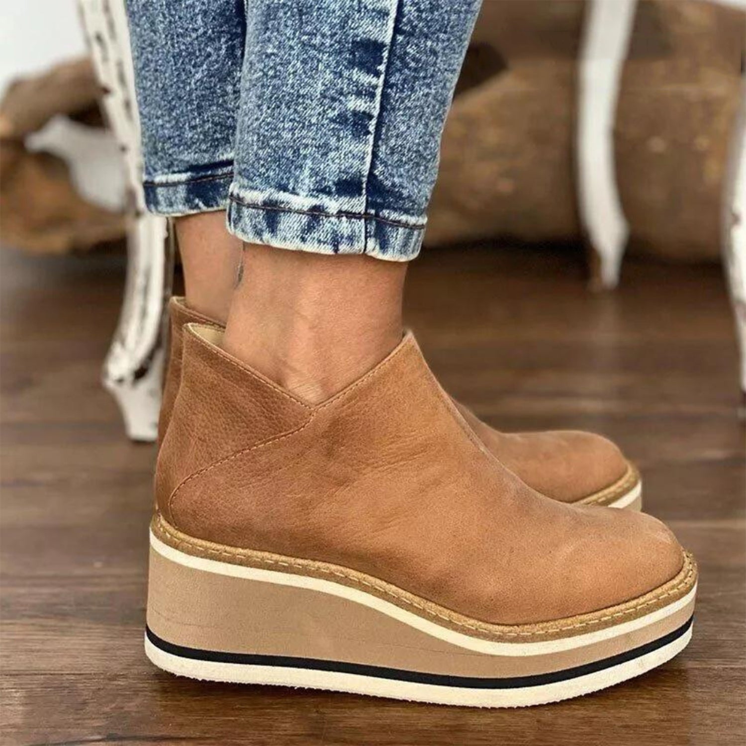 Shoes - Side Zipper Closure & Cushioned Insole Support