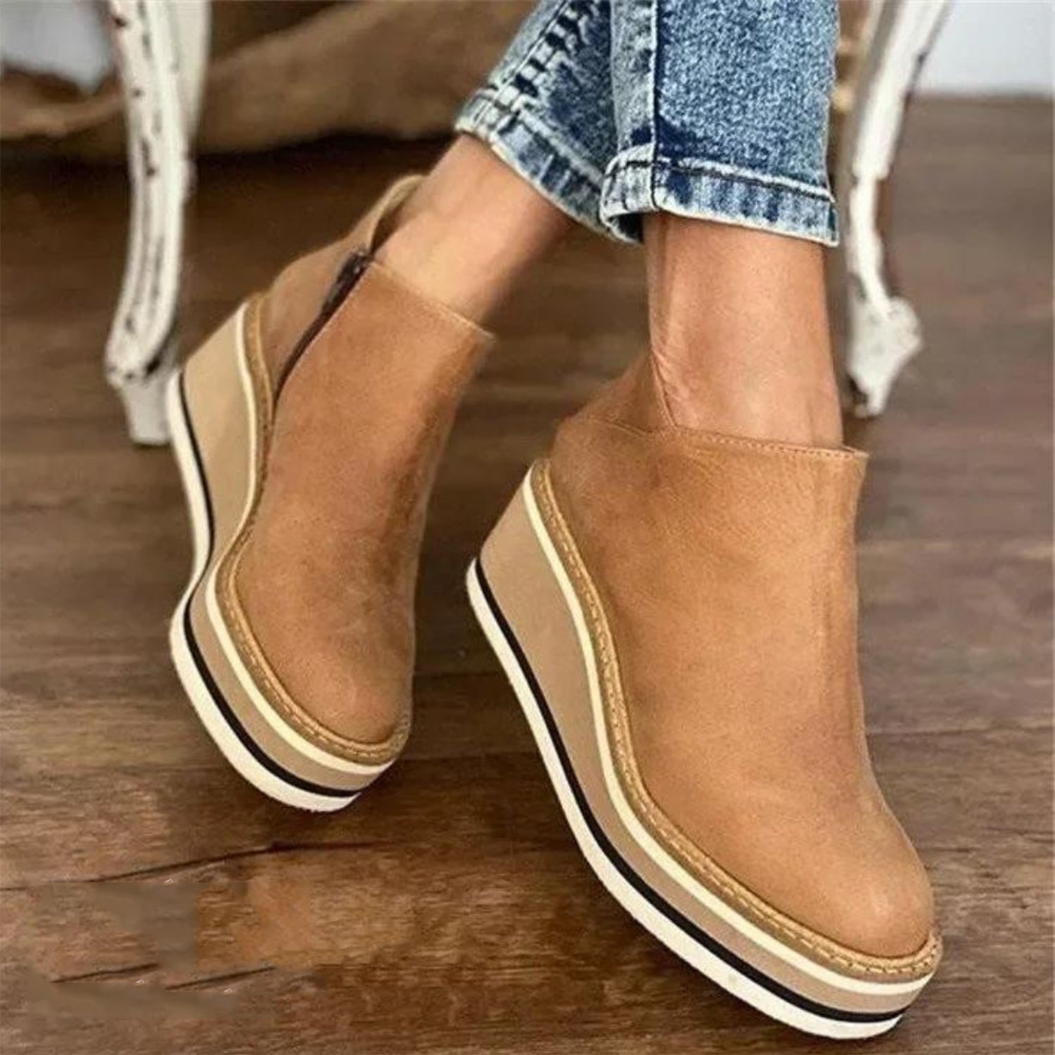 Shoes - Side Zipper Closure & Cushioned Insole Support