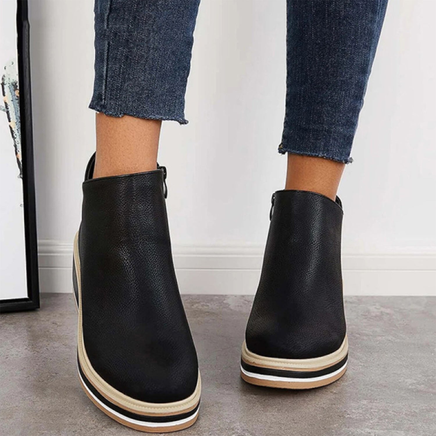 Shoes - Side Zipper Closure & Cushioned Insole Support