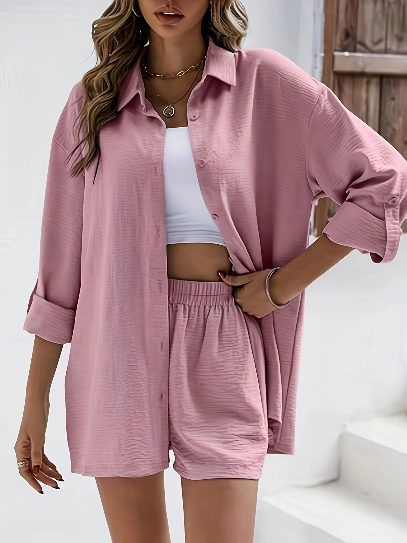 Short Set - Revers Collar & Soft Blend For Easy Movement