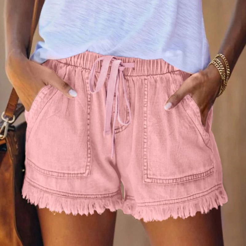 Shorts - Mid Rise Denim Blend And Zip Front Mobility