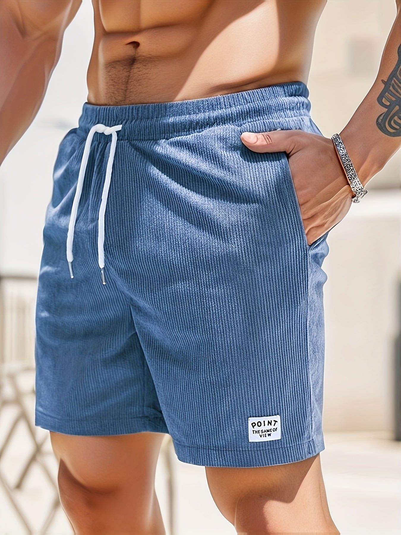 Shorts - Striped Design & Breathable Blend Comfort Fit