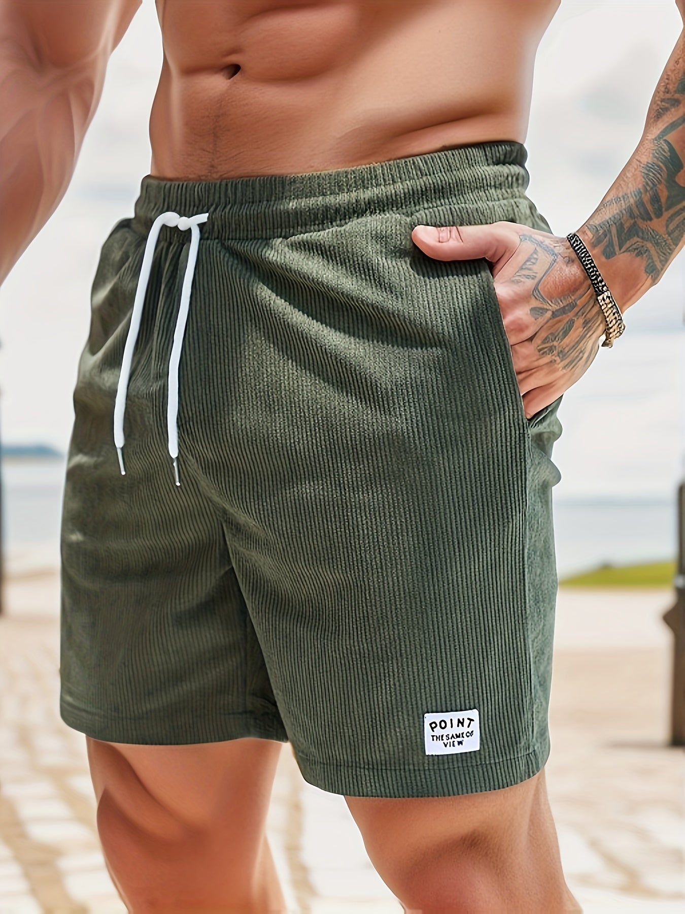 Shorts - Striped Design & Breathable Blend Comfort Fit