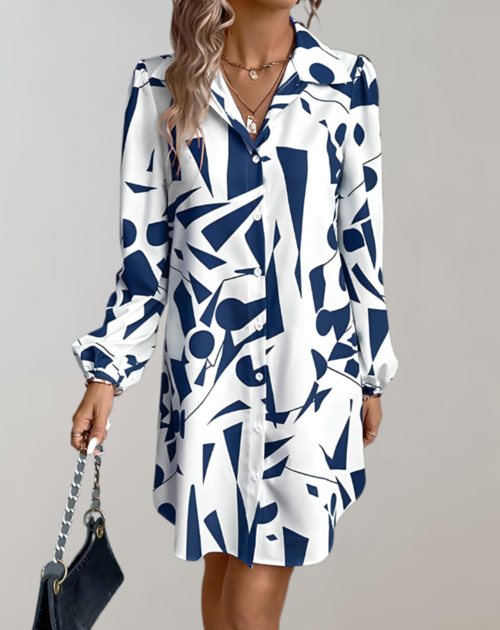Women's Cotton Polo Dress Long Sleeve-1