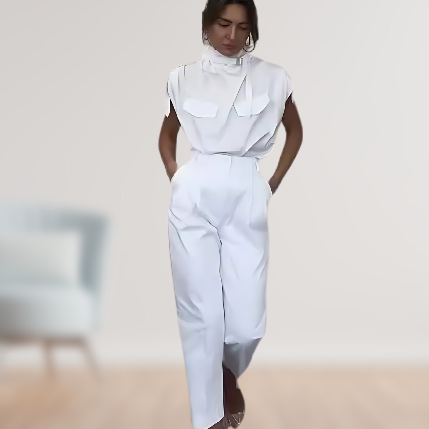 Sleeveless Jumpsuit – High Waist Belt & Easy On Off
