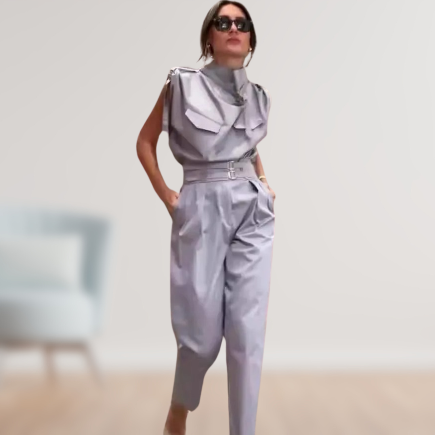 Sleeveless Jumpsuit – High Waist Belt & Easy On Off