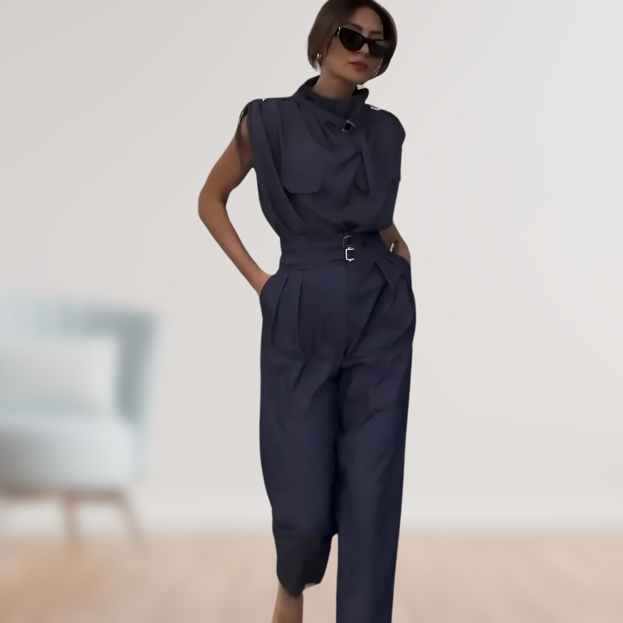 Sleeveless Jumpsuit – High Waist Belt & Easy On Off
