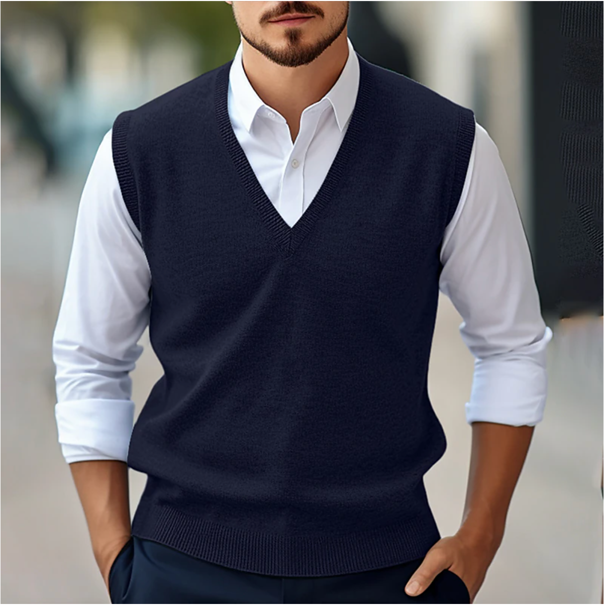 Sleeveless V Neck Sweater - Knit Front & Shoulder Freedom