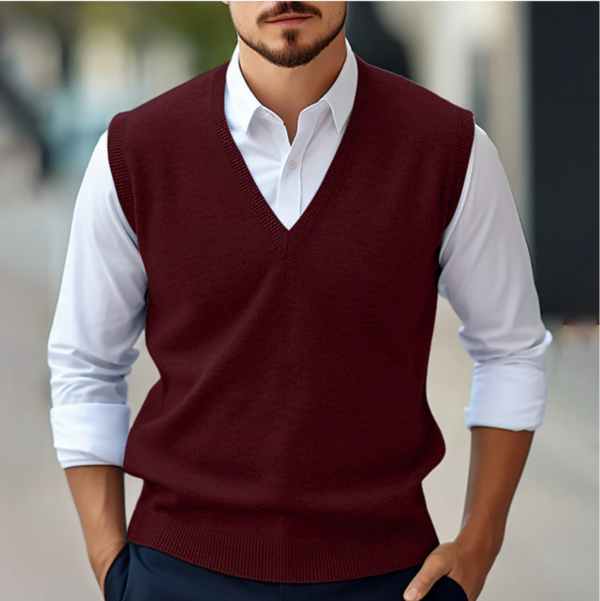 Sleeveless V Neck Sweater - Knit Front & Shoulder Freedom