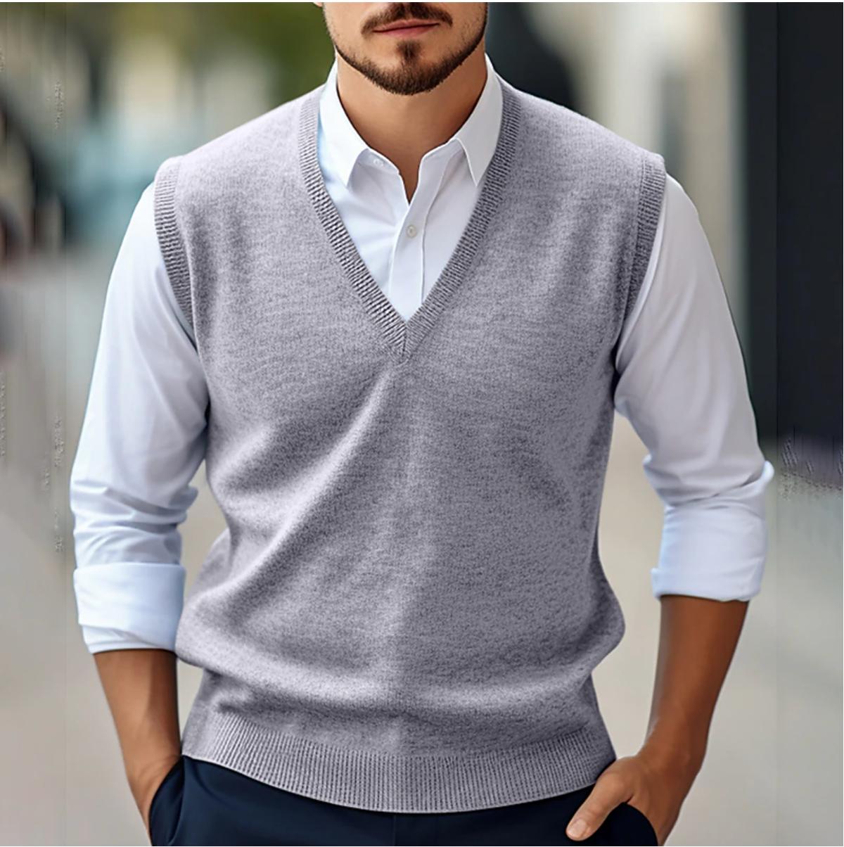 Sleeveless V Neck Sweater - Knit Front & Shoulder Freedom