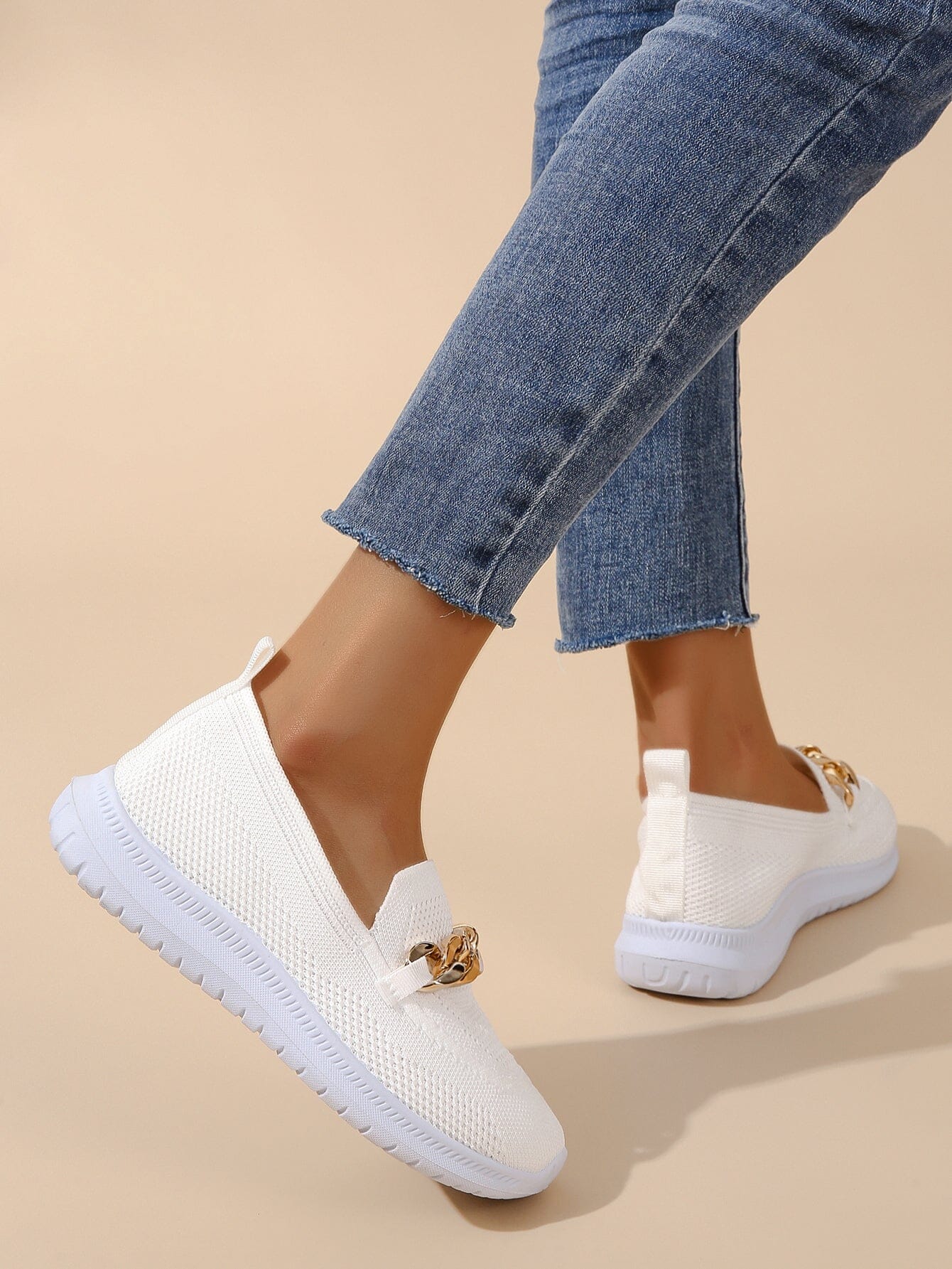 Slip On Sneakers - Polyester Blend Knit & Flexible Sole