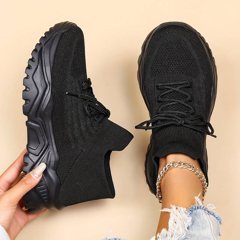 Sneakers - Knit Blend Upper & Chunky Sole Absorbs Impact