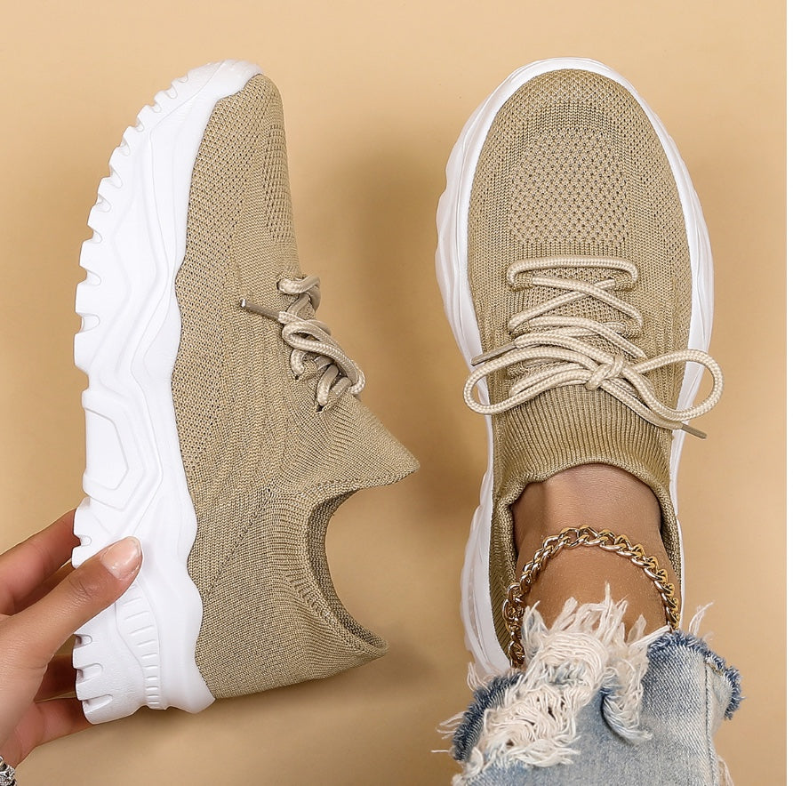 Sneakers - Knit Blend Upper & Chunky Sole Absorbs Impact