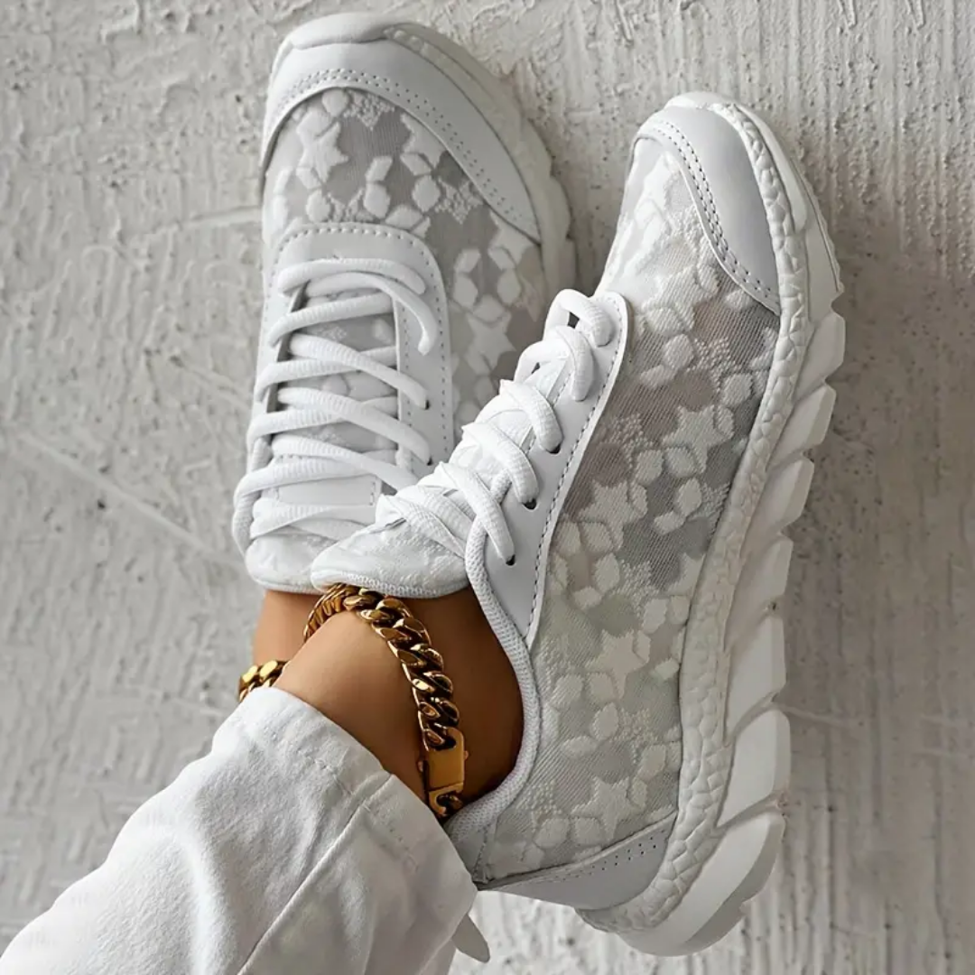 Sneakers – Lace Mesh Upper And Cushioned Breathable Sole
