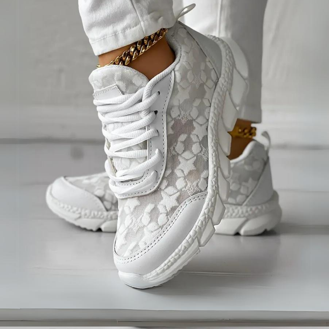 Sneakers – Lace Mesh Upper And Cushioned Breathable Sole