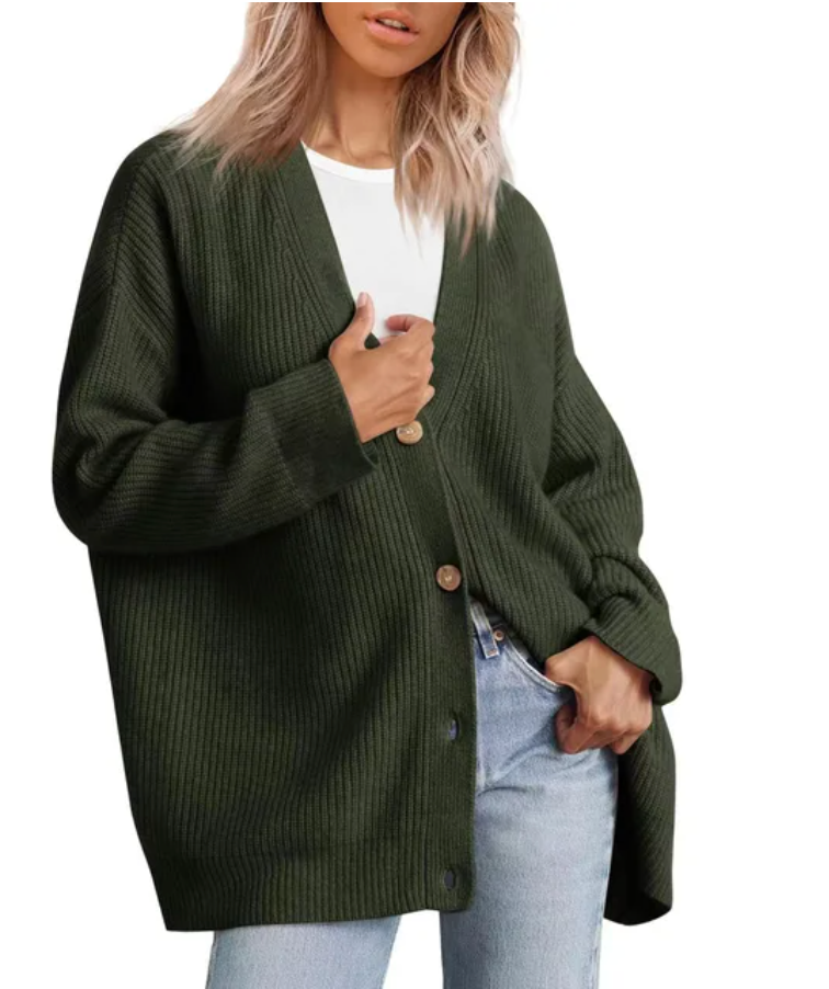 Soft-Blend Cardigan – V Neck & Lightweight Warmth Fit