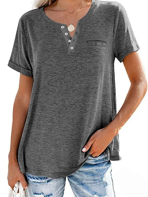 Soft-Blend Henley T Shirt – Button Placket & Breathable Fit