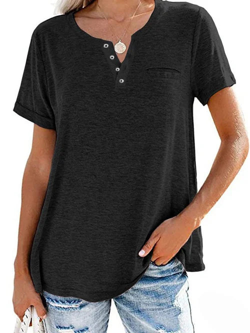 Soft-Blend Henley T Shirt – Button Placket & Breathable Fit