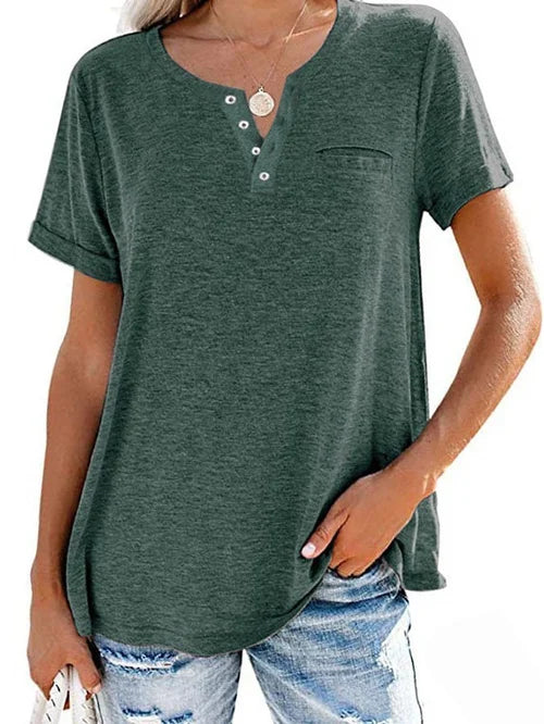 Soft-Blend Henley T Shirt – Button Placket & Breathable Fit