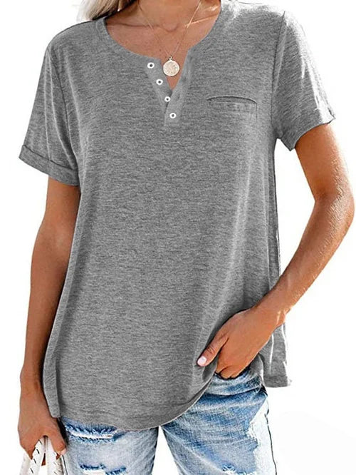 Soft-Blend Henley T Shirt – Button Placket & Breathable Fit