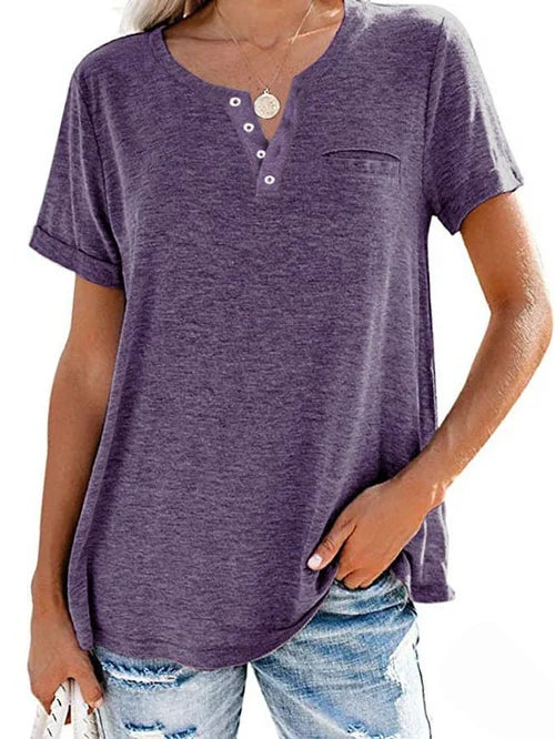 Soft-Blend Henley T Shirt – Button Placket & Breathable Fit