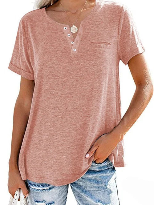 Soft-Blend Henley T Shirt – Button Placket & Breathable Fit