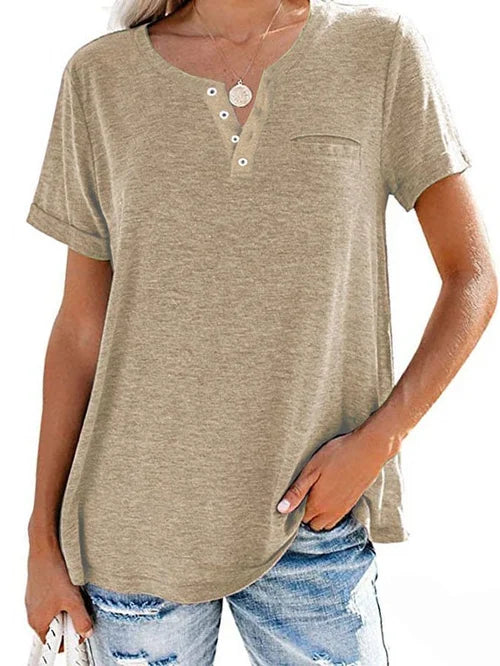 Soft-Blend Henley T Shirt – Button Placket & Breathable Fit