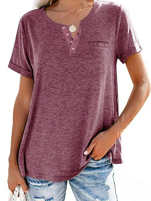 Soft-Blend Henley T Shirt – Button Placket & Breathable Fit