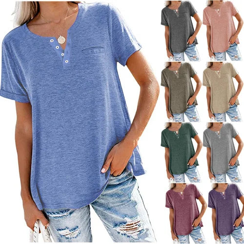 Soft-Blend Henley T Shirt – Button Placket & Breathable Fit