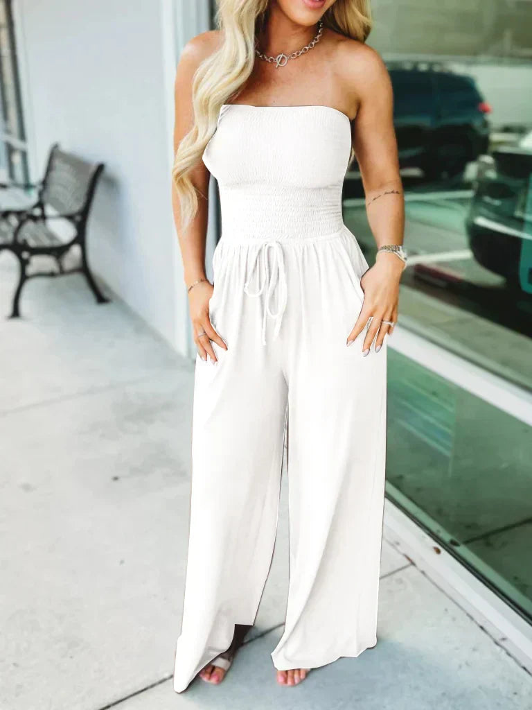 Soft-Blend Jumpsuit - Smocked Bodice & Stretch Support
